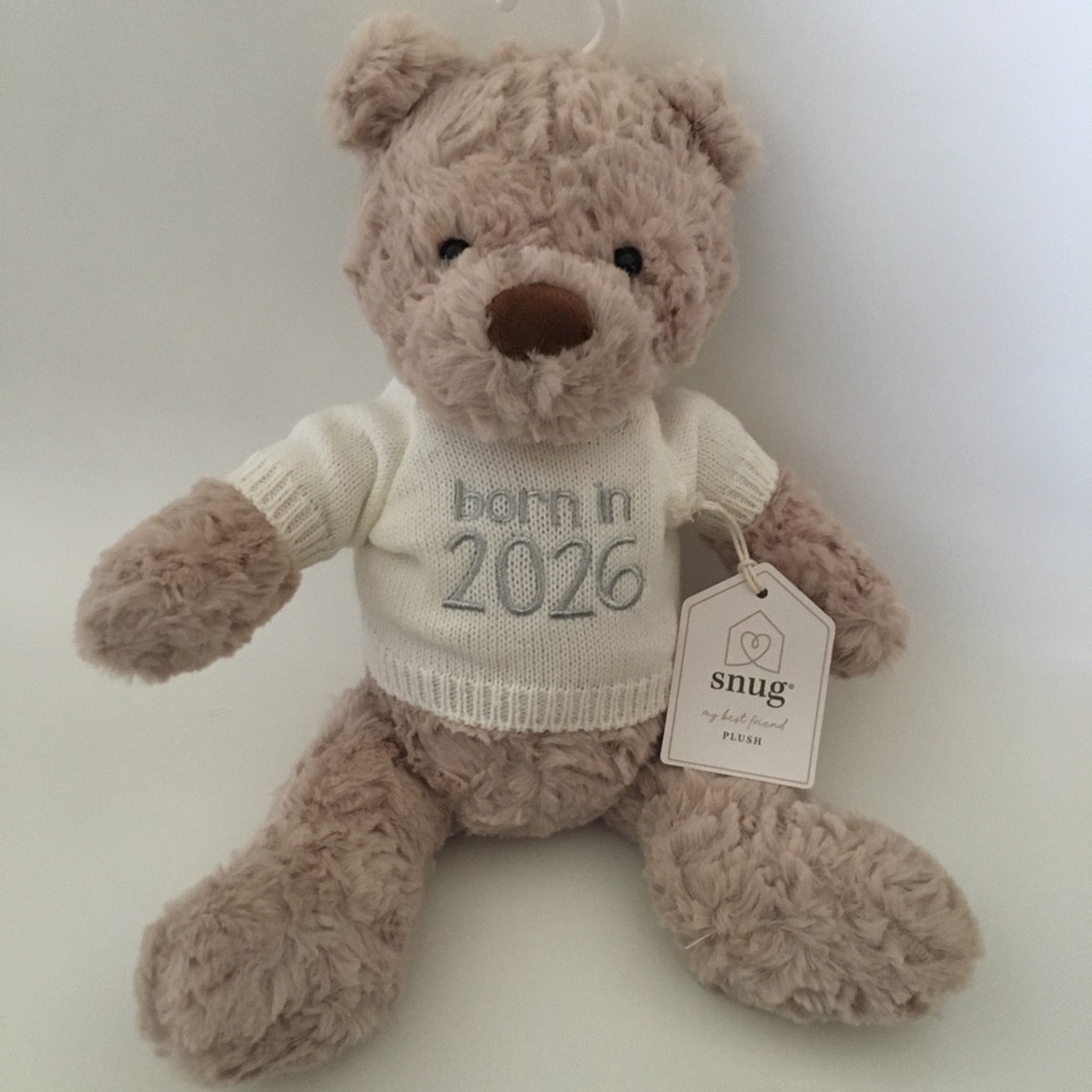NEW Plush Bear with Sweater Embroidered Born in 2026 CuddleToy Newborn Gift